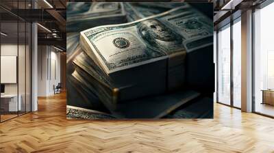 Blur of dollar  money abstract  business  background  Wall mural