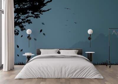 golden falling leaves Wall mural