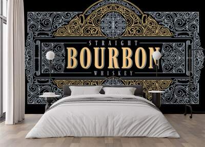 Bourbon whiskey - ornate vintage decorative label Wall mural