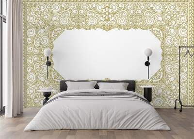 Decorative monochrome ornate retro design blank card Wall mural