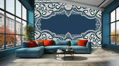 Decorative ornate monochrome retro design card Wall mural