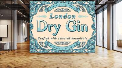 Dry gin - ornate vintage decorative label Wall mural