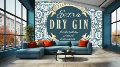 Dry gin - ornate vintage decorative label Wall mural