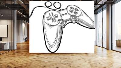 Monochrome drawn joystick game controller Wall mural