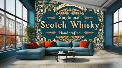 Scotch whisky - ornate vintage decorative label Wall mural