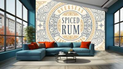 Spiced Rum - ornate vintage decorative label Wall mural