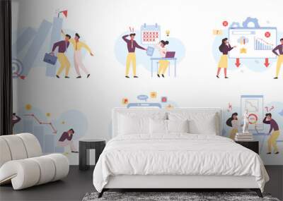 Business fail color flat vector illustrations set Wall mural