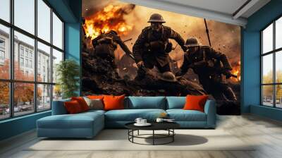 Soldiers fighting in the war Wall mural