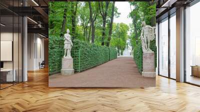 Ancient statues in the Summer Gardens park in Saint-Petersburg Wall mural