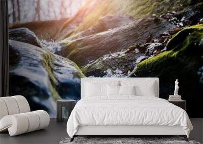 water flowing over rocks Wall mural