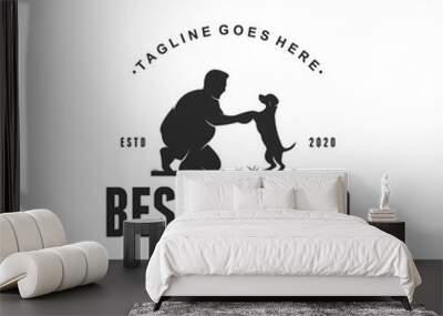 dog and man best friend silhouette logo illustrations Wall mural