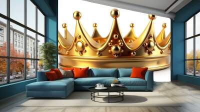 A golden crown with green stones and gold beads Wall mural