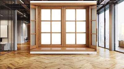 A large wooden window with four panes of glass Wall mural