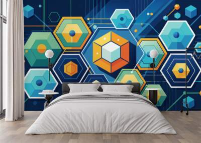 Abstract hexagon technology concept background Wall mural