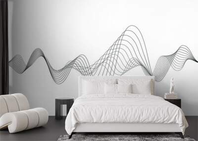 Abstract sound waves of many lines isolated on white backround. Creative vector line art.  Wall mural