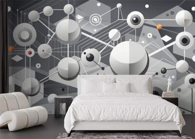 Abstract white and grey futuristic Molecules. Lines and technology connections concept background Wall mural