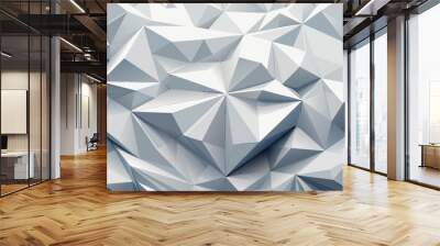 Abstract white modern 3d chaotic polygonal surface background. Illustration vector Wall mural