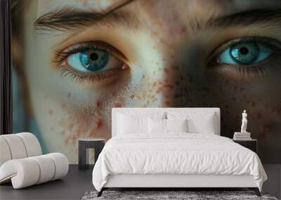 Adolescent female experiencing acne close up Wall mural