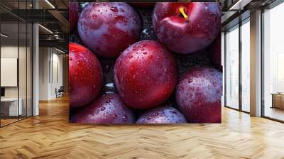 fresh plums seamless background generative AI 4 Wall mural