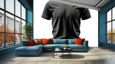 Black t-shirt round neck front view clip art Wall mural