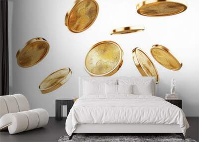 Blank gold coins falling clip art Wall mural