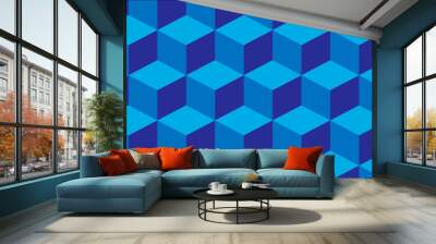 Blue pattern cubes wallpaper Wall mural