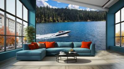 boat on the lake Wall mural