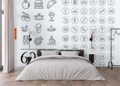 60 food icons Wall mural