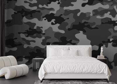 Camouflage gray seamless pattern. Print on fabric for clothes. Modern vector design. Wall mural