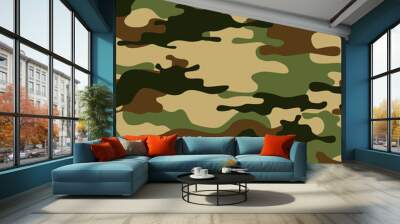 Camouflage seamless pattern. Abstract camo from spots. Military texture. Modern print for fabric and clothing. Vector illustration Wall mural