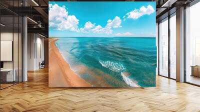 A calm ocean view from a sandy beach, suitable for travel or lifestyle images Wall mural