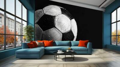 A classic soccer ball in monochrome Wall mural