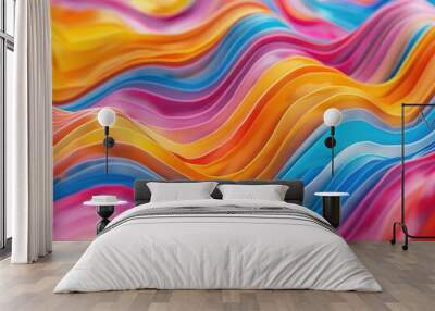 A close-up view of a vibrant and dynamic wave pattern with multiple colors Wall mural