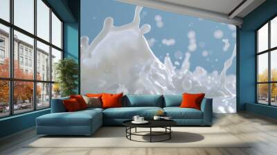 A splash of milk on a clean white surface, often used in food or dairy product photography Wall mural