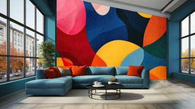 A vibrant and expressive abstract art piece featuring a mix of bright colors Wall mural