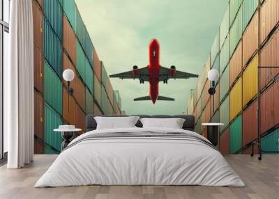 Highway to the Sky: Airplane and Cargo Containers Wall mural