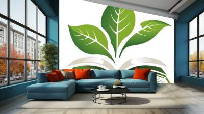 Plant growing out of an open book, suitable for educational and nature-themed designs Wall mural