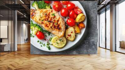 Savory Grilled Chicken and Vegetables Wall mural