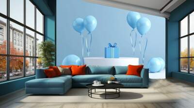 Vibrant Celebration Theme with Balloons, Cake and Gifts Wall mural