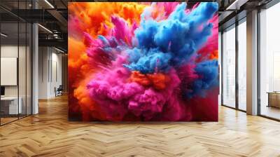 Vibrant colored powder flying in the air, great for festival or celebration concepts Wall mural