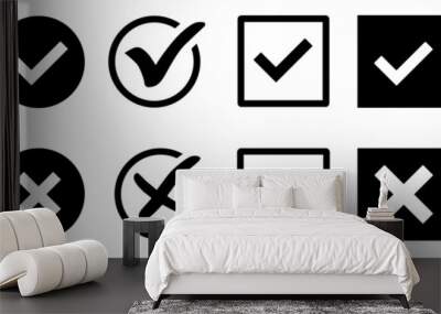 checkmark and X mark icon. check and uncheck icon vector. validation icon vector. for apps and websites.	
 Wall mural