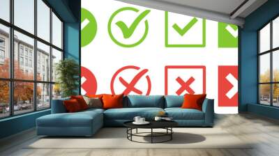 checkmark and X mark icon. check and uncheck icon vector. validation icon vector. for apps and websites. Wall mural