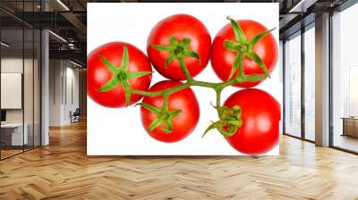 Cherry tomato isolated on white, top view Wall mural