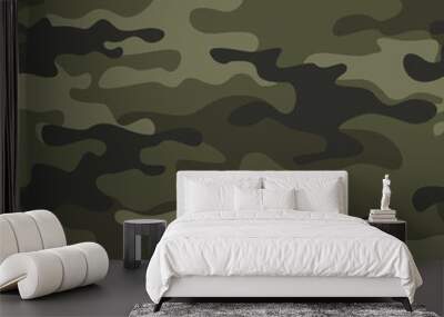 Classic camouflage seamless pattern. Abstract camo hakki. Military texture. Print on fabric on clothes. Vector illustration Wall mural