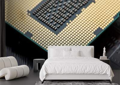 Close-up of CPU Chip Processor. Selective Focus Wall mural