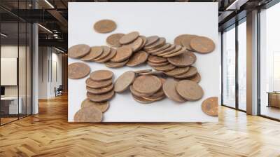 coins isolated on white background Wall mural