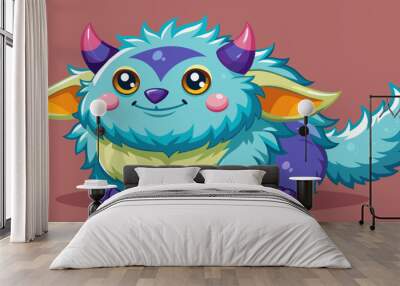 Cute fluffy monster Wall mural