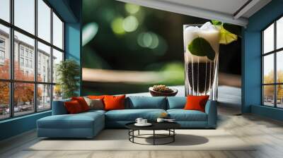 Detox cocktails, natural fruit smoothies on neutral background Wall mural