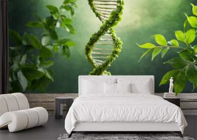 dna helix with green plants Wall mural