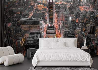 Empire State View in Red Wall mural